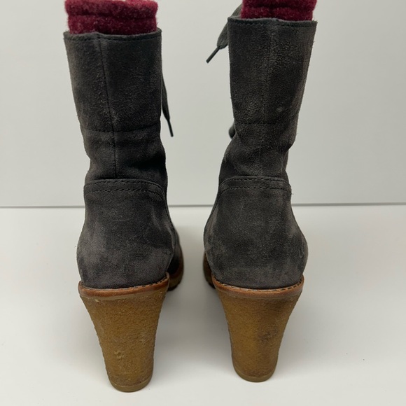 Grey Suede Lace-Up Women's Boots - Picture 4 of 6